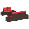 vidaXL Havesofa S&aelig;t med pude 6 pcs Brun polyrattan