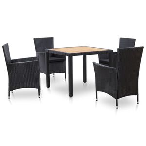 vidaXL udend&oslash;rs spisebordss&aelig;t 5 dele med hynder polyrattan sort