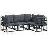 vidaXL Havesofa S&aelig;t 4 stk. Sort Aluminium