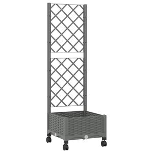 vidaXL Haveplantekasse med espalier og hjul Lysegr&aring; 40 x 40 x 131,5 cm