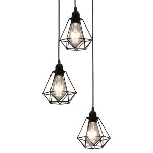 vidaXL loftlampe med diamantdesign 3 x E27-p&aelig;rer sort