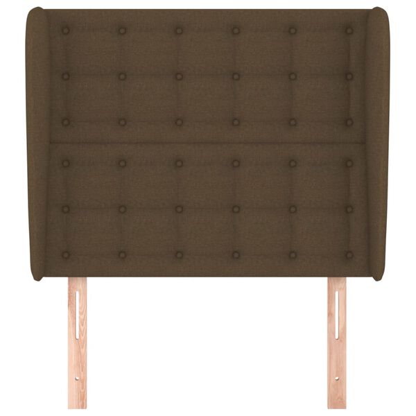 vidaXL sengegavl med kanter 103x23x118/128 cm stof m&oslash;rkebrun