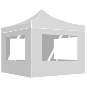 vidaXL foldbart festtelt med v&aelig;gge aluminium 2 x 2 m hvid