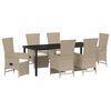 vidaXL Have Spisebordss&aelig;t med pude 7 pcs Beige polyrattan