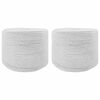 vidaXL Bomulds Snor 2 stk. 2 mm 100 m Hvid 100% Bomuld