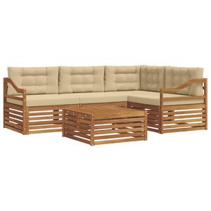 vidaXL Udend&oslash;rs sofagruppe med pude 5 pcs Naturlig og Beige