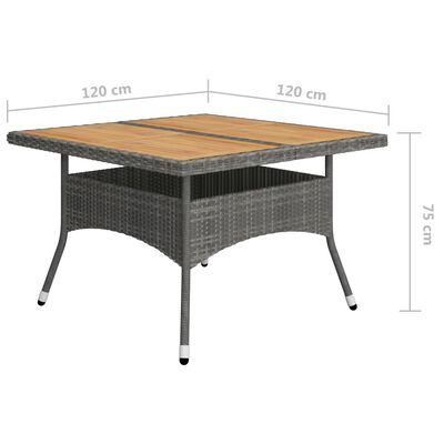 vidaXL spisebordssæt til haven 9 dele polyrattan og akacietræ grå