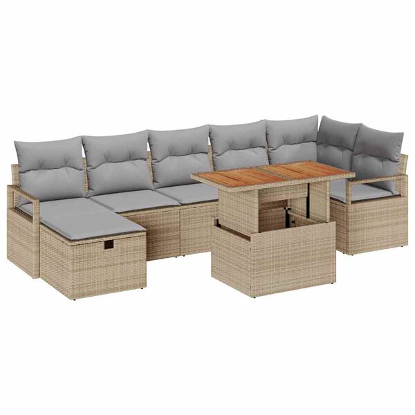 vidaXL Havesofa S&aelig;t 8 pcs Beige polyrattan