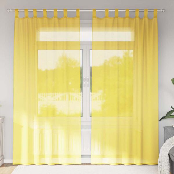vidaXL voile-gardiner med l&oslash;kker 2 stk. 140x225 cm gul