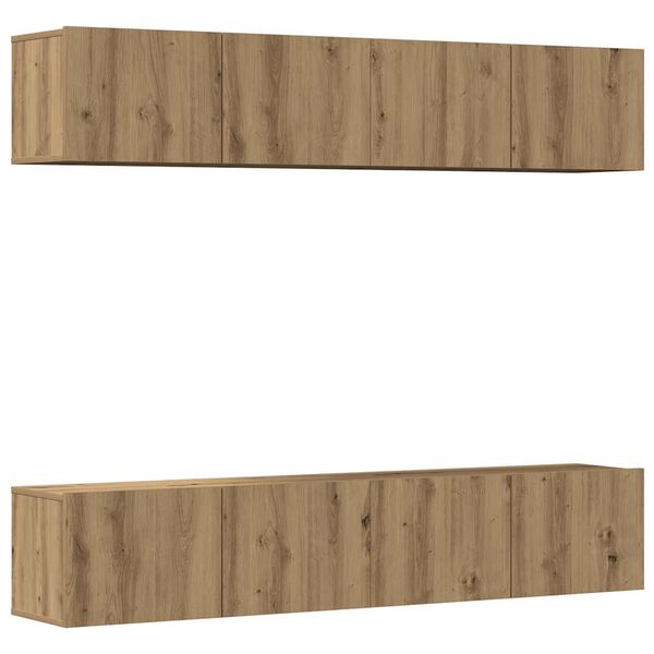 vidaXL v&aelig;gh&aelig;ngte tv-skabe 4 stk. konstrueret tr&aelig; egetr&aelig;sfarve