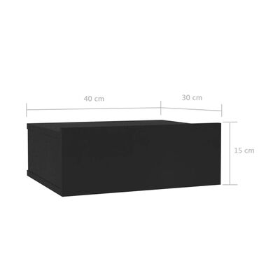 vidaXL svævende natborde 2 stk. 40 x 30 x 15 cm spånplade sort