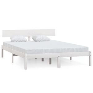 vidaXL sengeramme 140x200 cm massivt fyrretr&aelig; hvid