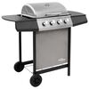 vidaXL gasgrill 4 br&aelig;ndere sort og s&oslash;lvfarvet