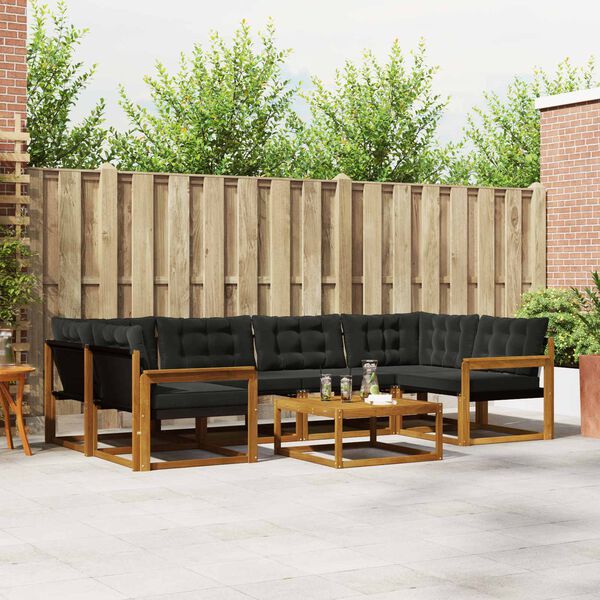 vidaXL Udend&oslash;rs sofagruppe med pude 7 pcs Naturlig og sort