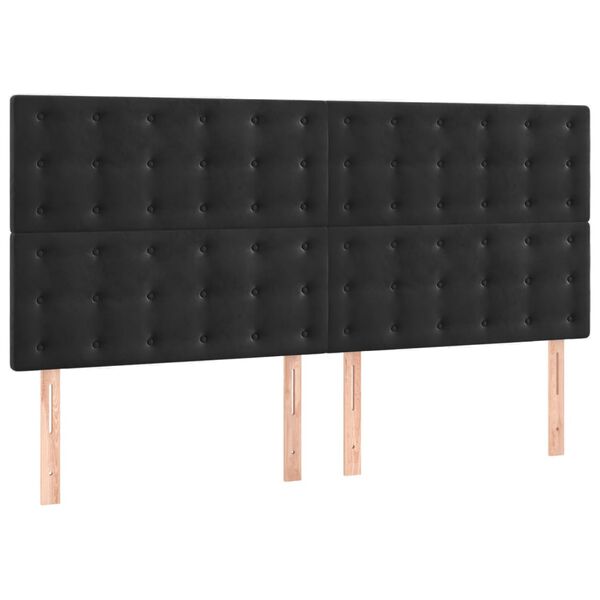 vidaXL sengegavl sort 160x5x118/128 cm fløjl