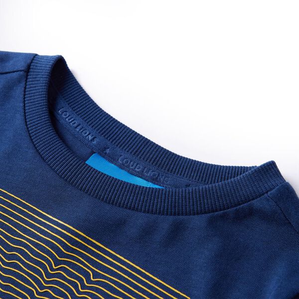 Lang&aelig;rmet T-shirt til b&oslash;rn str. 140 marinebl&aring;