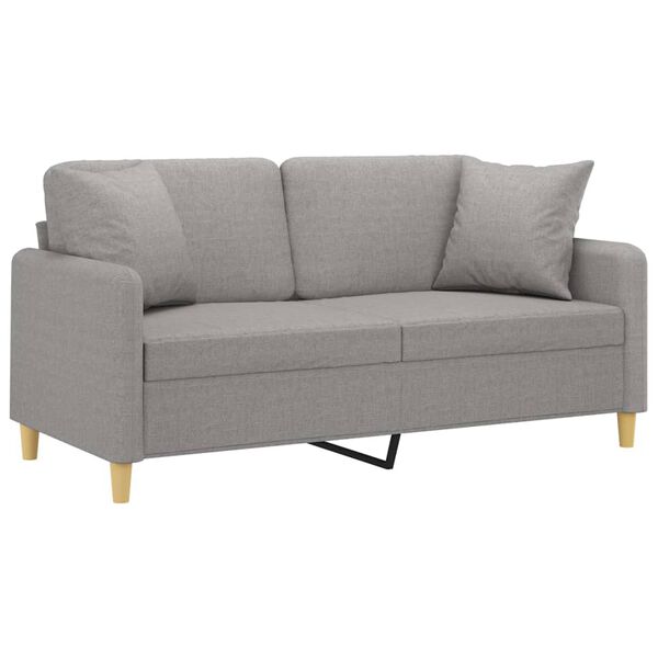vidaXL 2-personers sofa med puder og hynder 140 cm stof lysegrå
