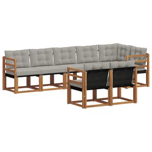 vidaXL Udend&oslash;rs sofagruppe med pude 8 pcs Naturlig og Lys Gr&aring;
