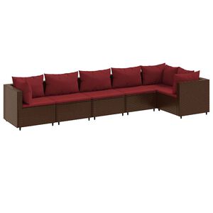 vidaXL lounges&aelig;t til haven 6 dele med hynder polyrattan brun