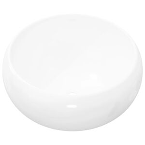vidaXL h&aring;ndvask rund keramik hvid 40 x 15 cm