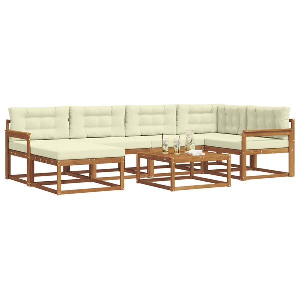 vidaXL Udend&oslash;rs sofagruppe med pude 7 pcs Naturlig og Fl&oslash;de