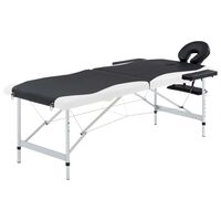 vidaXL sammenfoldeligt massagebord aluminiumsstel 2 zoner sort og hvid