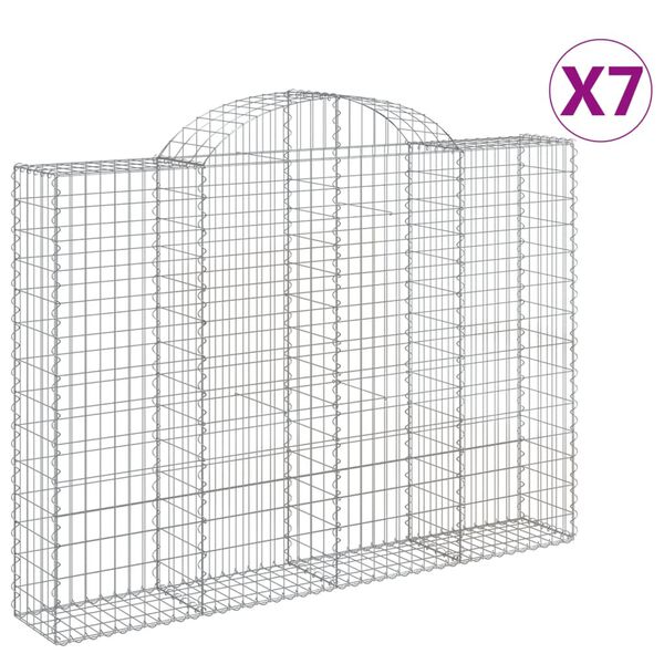 vidaXL buede gabionkurve 7 stk. 200x30x140/160 cm galvaniseret jern