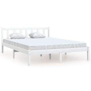 vidaXL sengestel 135x190 cm Double massivt fyrretr&aelig; hvid