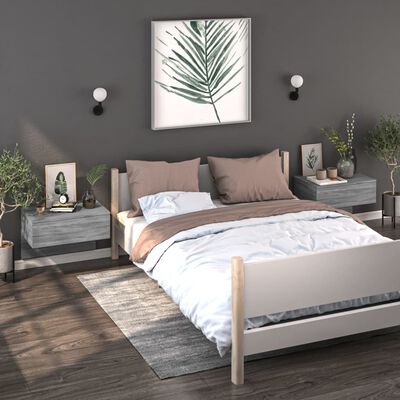 vidaXL væghængt sengebord konstrueret træ grå sonoma-eg