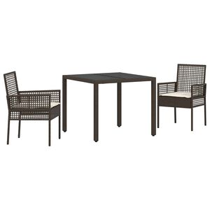 vidaXL Have Spisebordss&aelig;t 3 pcs Brun polyrattan