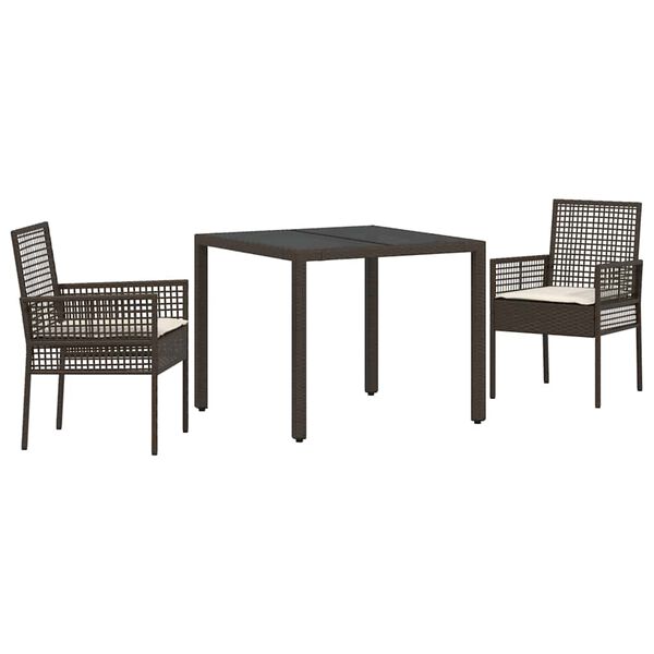 vidaXL Have Spisebordss&aelig;t 3 pcs Brun polyrattan