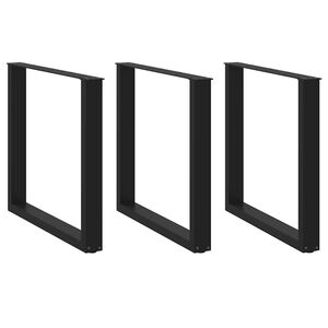 vidaXL spisebordsben U-formet 3 stk. sort 90 x (72-73) cm st&aring;l