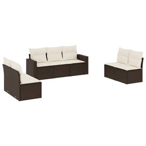 vidaXL sofas&aelig;t til haven 7 dele med hynder polyrattan brun