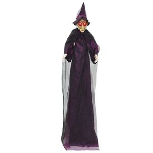vidaXL H&aelig;ngende Halloween talende heks Lilla 216 x 125 cm Polyester