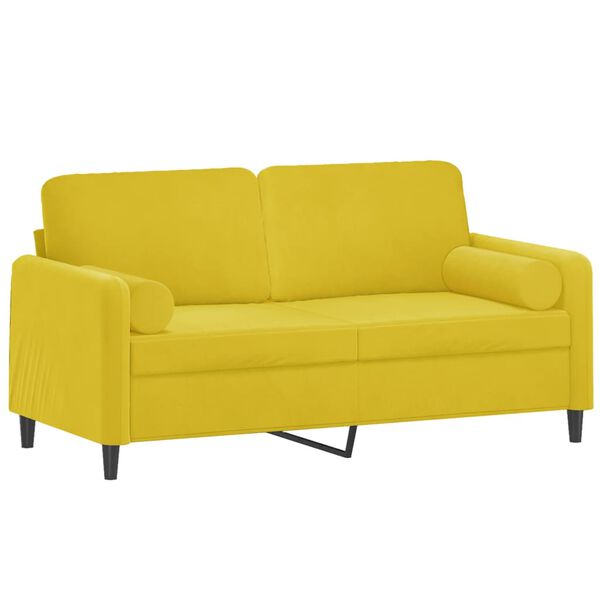 vidaXL 2-personers sofa med pyntepuder 140 cm velour gul