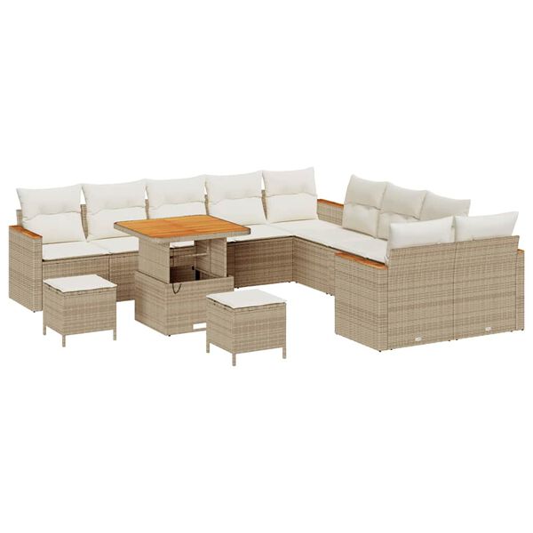 vidaXL Havesofa S&aelig;t 13 pcs Beige polyrattan