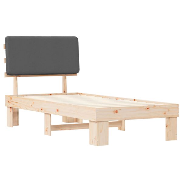 vidaXL Sengestel med Polstret Hovedgavl M&oslash;rkegr&aring; 100 x 200 cm