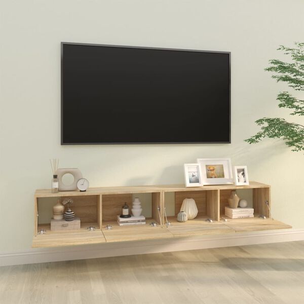 vidaXL væghængte tv-skabe 2 stk. 100x30x30cm konstrueret træ sonoma-eg