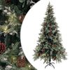 vidaXL juletr&aelig; med grankogler og lys PVC og PE 225 cm gr&oslash;n og hvid