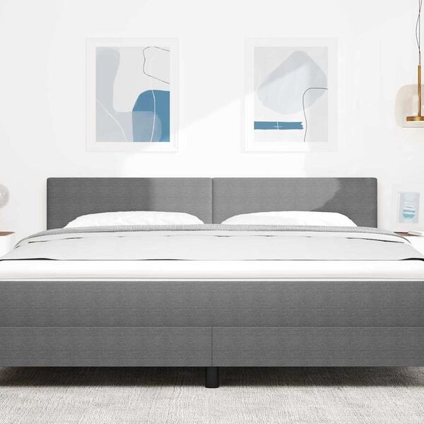 vidaXL LED sengegavl med LED -strimmellys Lysegr&aring; 180 cm Polyester