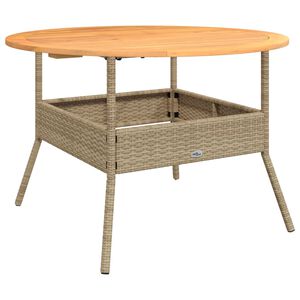 vidaXL havebord med akacietop &Oslash;110x71 cm polyrattan beige
