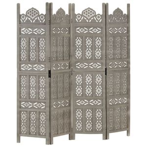 vidaXL 4-panels rumdeler h&aring;ndsk&aring;ret 160x165 cm massivt mangotr&aelig; gr&aring;