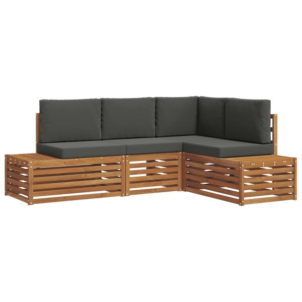 vidaXL Udend&oslash;rs sofagruppe med pude 4 Stk Naturlig og Antracit
