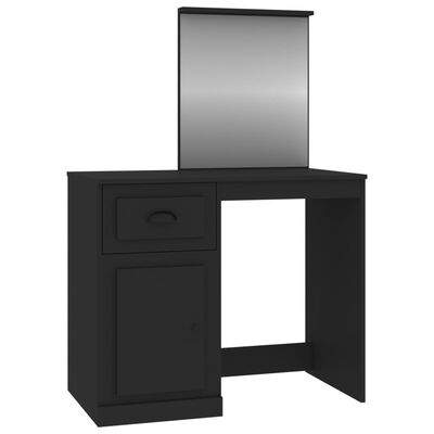 vidaXL makeupbord med spejl 90x50x132,5 cm konstrueret træ sort
