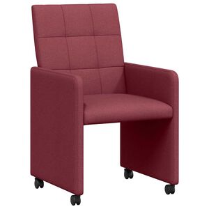 vidaXL Spisebordsstole med hjul 2 stk. Stof Vinr&oslash;d 58 x 65 x 94 cm