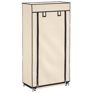 vidaXL skoskab med overtr&aelig;k 58x28x106 cm stof cremefarvet