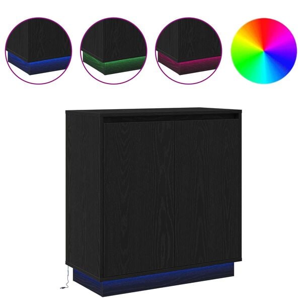 vidaXL Sideboard med hylde Sort eg 71 x 34.5 x 75 cm Konstrueret tr&aelig;