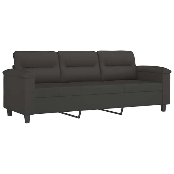 vidaXL 3-personers sofa m. puder hynder 180 cm mikrofiberstof m&oslash;rkegr&aring;
