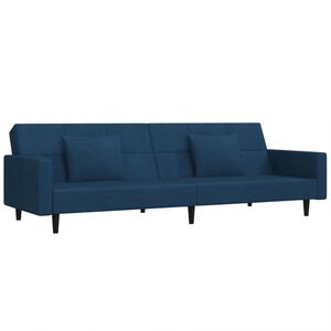 vidaXL 2-personers sovesofa med 2 puder fl&oslash;jl bl&aring;