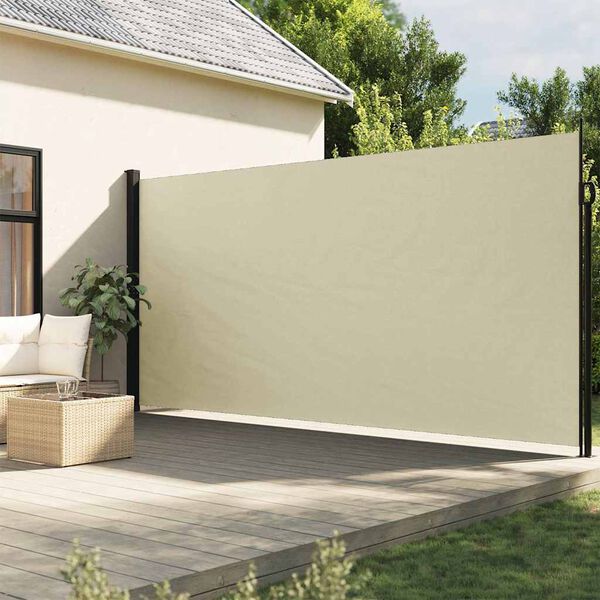 vidaXL sammenrullelig sidemarkise 220x600 cm cremefarvet